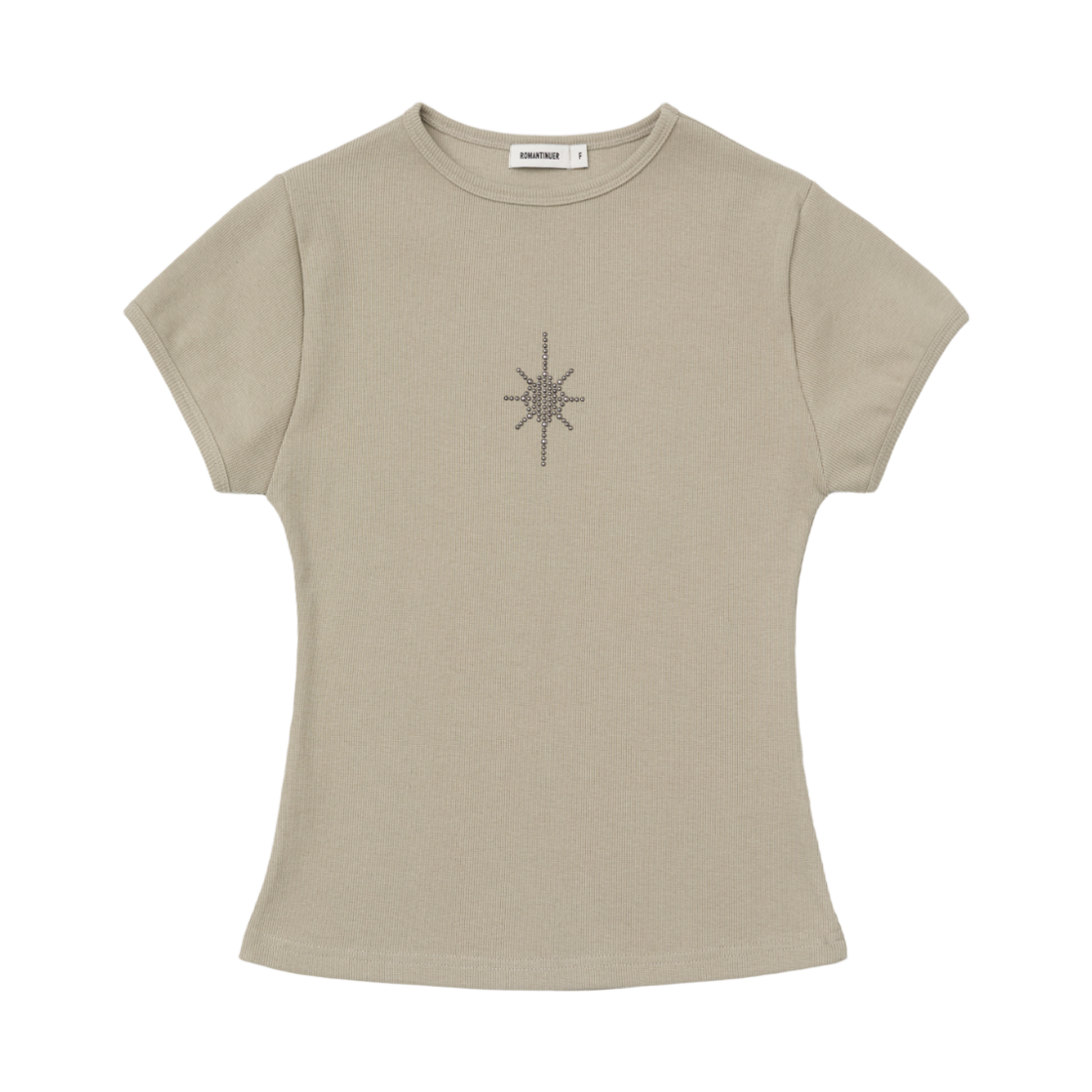로맨티누어 미니 크로스 슬림핏 티셔츠 베이지(ROMANTINUER Mini Cross Slim Fit T-Shirt Beige)