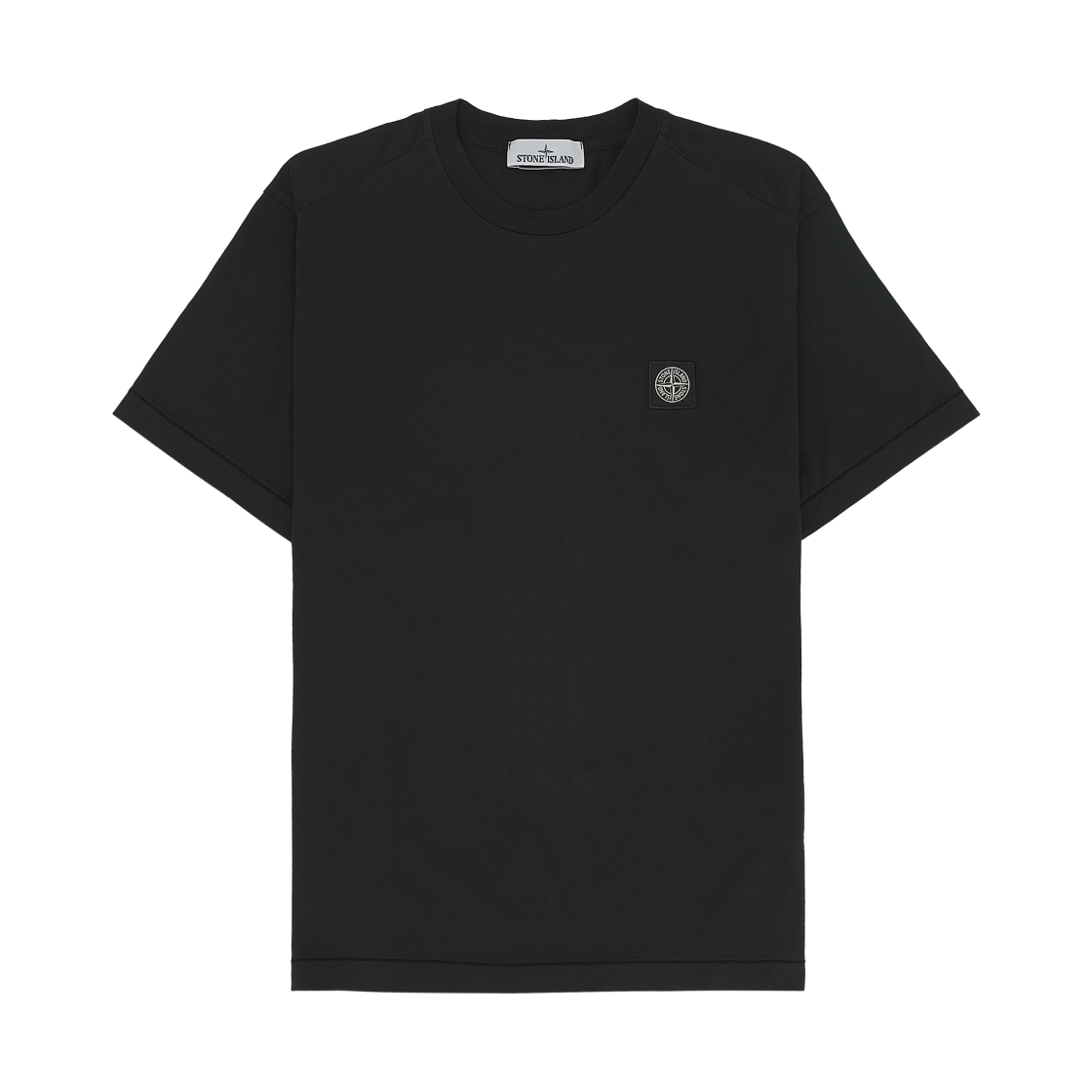 스톤 아일랜드 2100039 60/2 코튼 저지 슬림 핏 티셔츠 컴퍼스 로고 패치 블랙 - 25SS(Stone Island 2100039 60/2 Cotton Jersey Slim Fit T-Shirt with Compass Logo Patch Black - 25SS)
