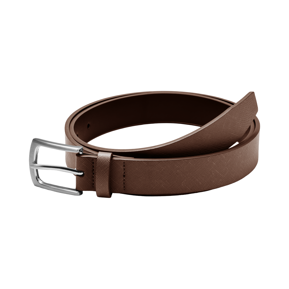 누아트스튜디오 모던 사피아노 스퀘어 레더 벨트 브라운 스크래치 실버(NUARTSTUDIO Modern Saffiano Square Leather Belt Brown Scratch Silver)