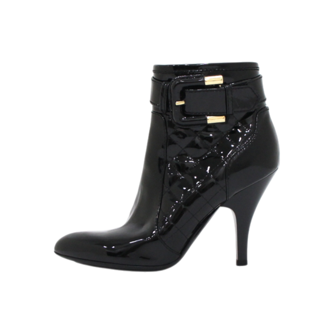 ITNS7F68I56Q Burberry Black Patent Belt Detail Ankle Boots