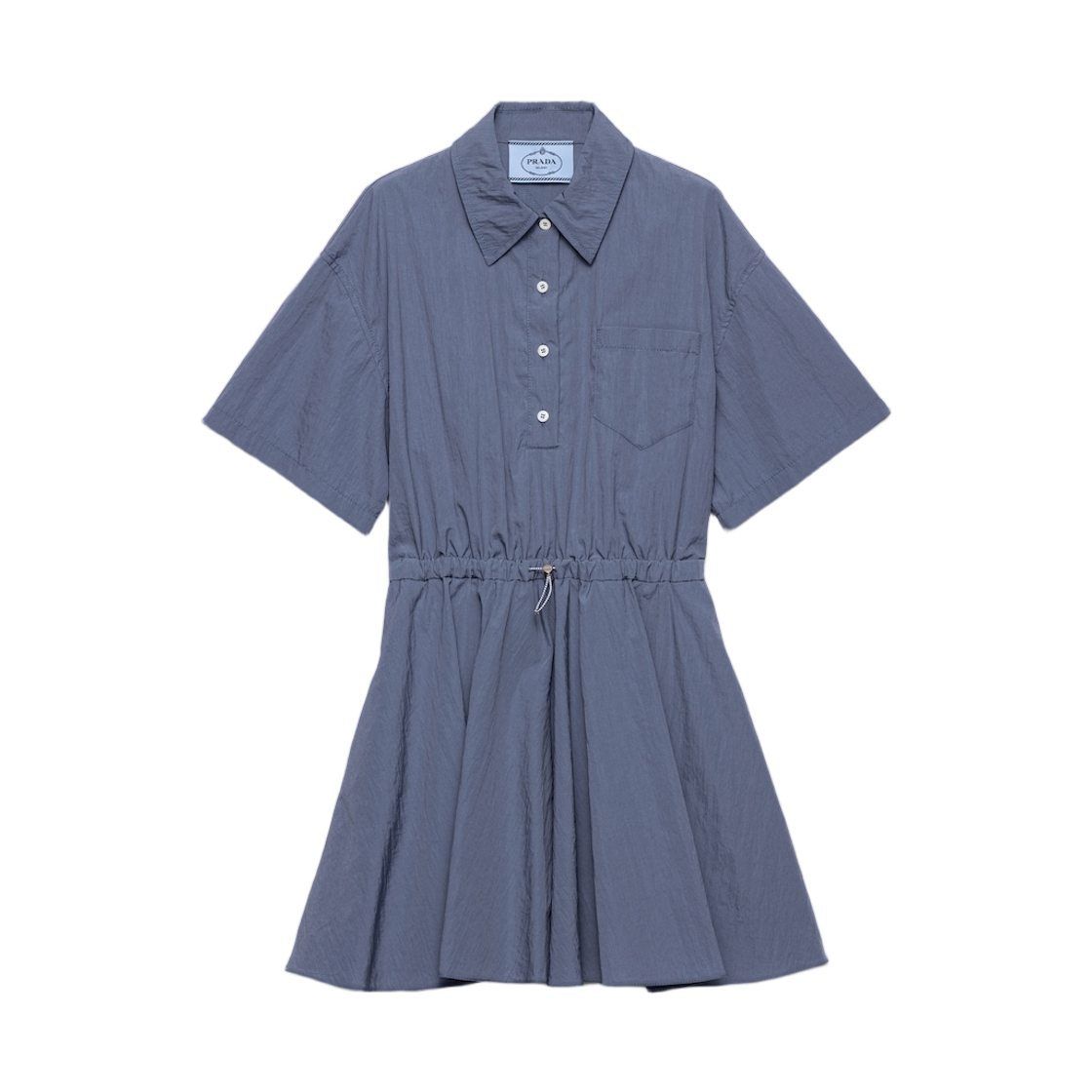 (W) 프라다 숏슬리브d 테크니컬 폰지 드레스 에비에이터 블루((W) Prada Short-Sleeved Technical Ponge Dress Aviator Blue)