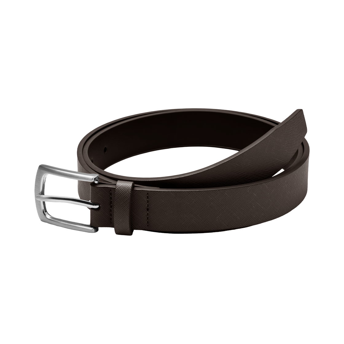 누아트스튜디오 모던 사피아노 스퀘어 레더 벨트 다크브라운 스크래치 실버(NUARTSTUDIO Modern Saffiano Square Leather Belt Dark Brown Scratch Silver)