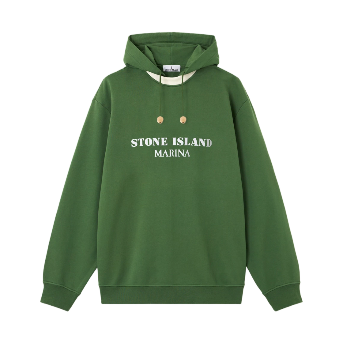 L1S1561000-54S0X31-V005I Stone Island 6100054 Cotton Fleece_S.I. Marina Oversized-Fit Hooded Sweatshirt with Stone Island Marina Print Quartz Green - 26SS
