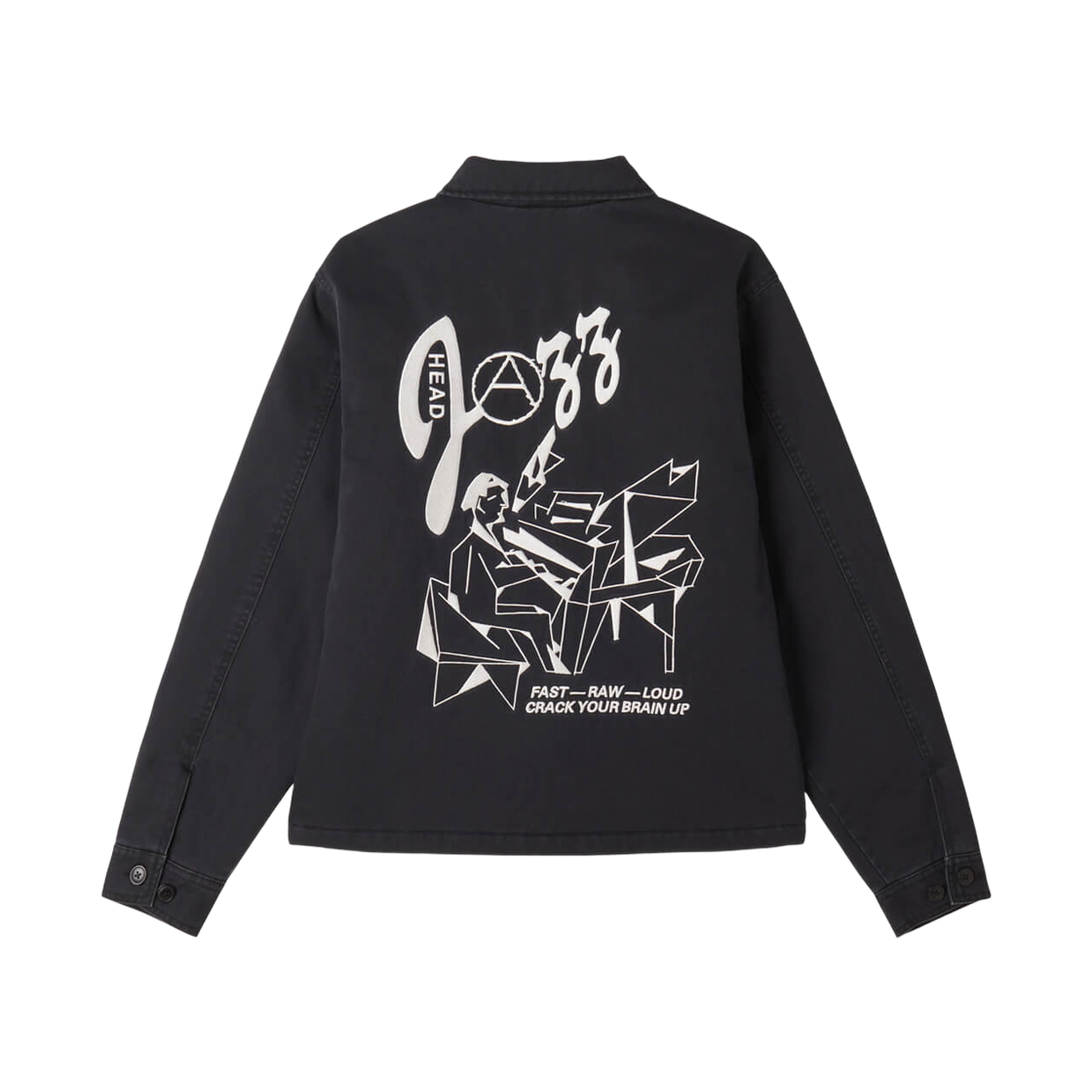 오베이 헤드 재즈 집 업 자켓 디지털 블랙 페이디드 워시(Obey Head Jazz Zip Up Jacket Digital Black Faded Wash) - 2