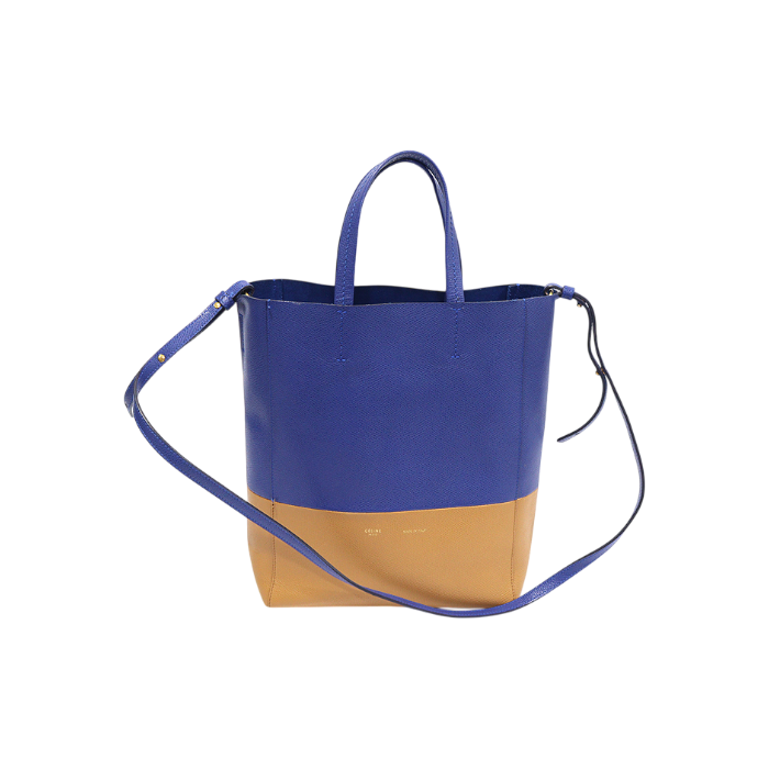 셀린느 176163 블루 브라운 투톤 카프스킨 버티컬 카바스 스몰 2WAY(Celine 176163 Blue Brown Two-Tone Calfskin Vertical Cabas Small 2-Way Bag)