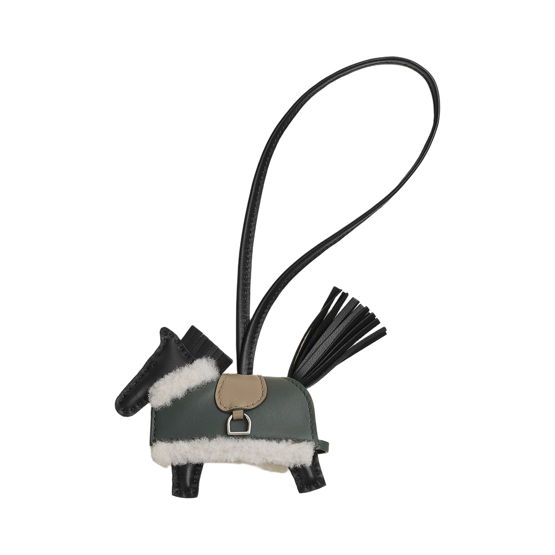 H087387CKAC Hermes Rodeo Robeo Plush PM Charm Milo Lambskin & Palladium Noir Beige Marfa Mangrove Ecru