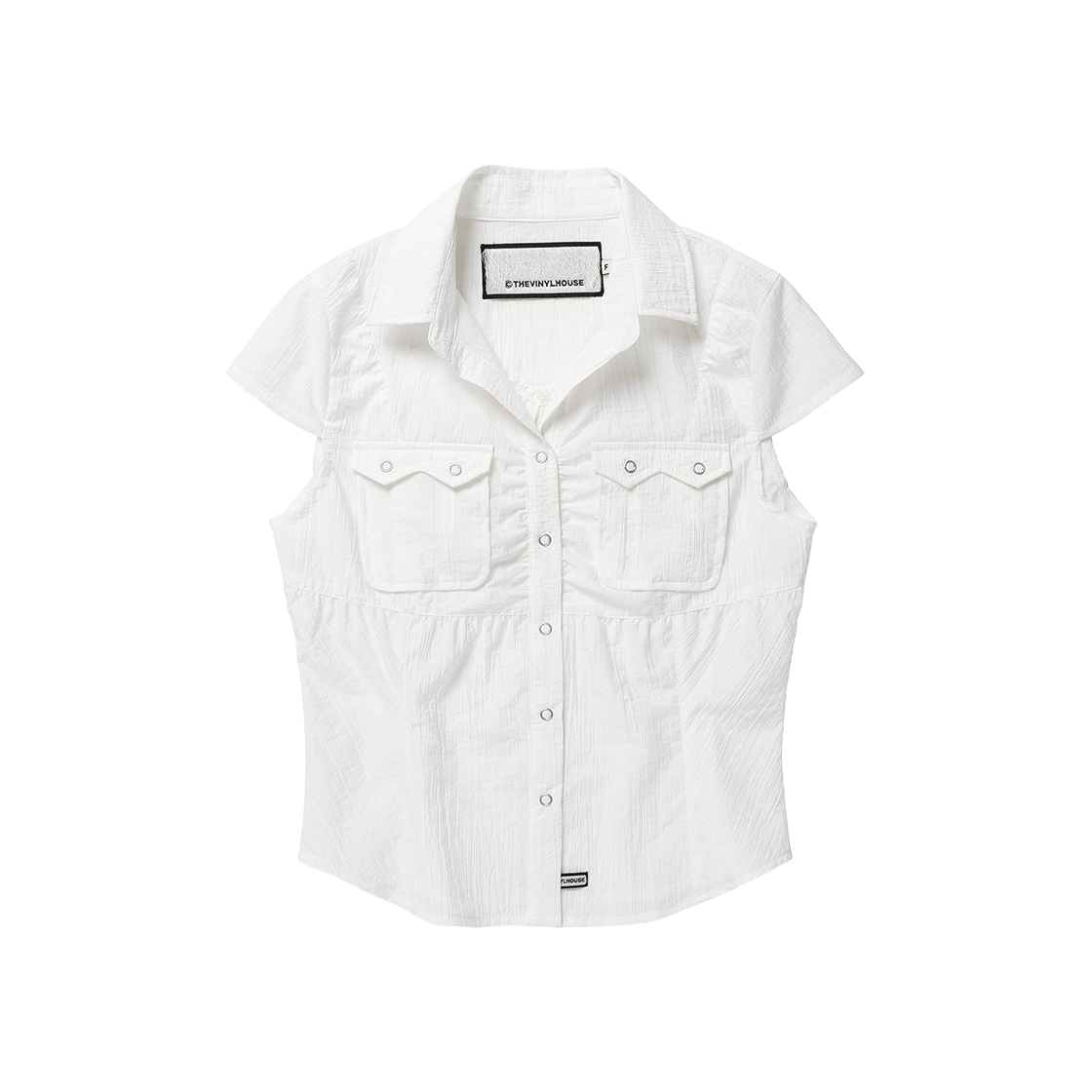 (W) 더바이닐하우스 쁘띠 하프 셔츠 화이트((W) Thevinylhouse Petit Half Shirts White)