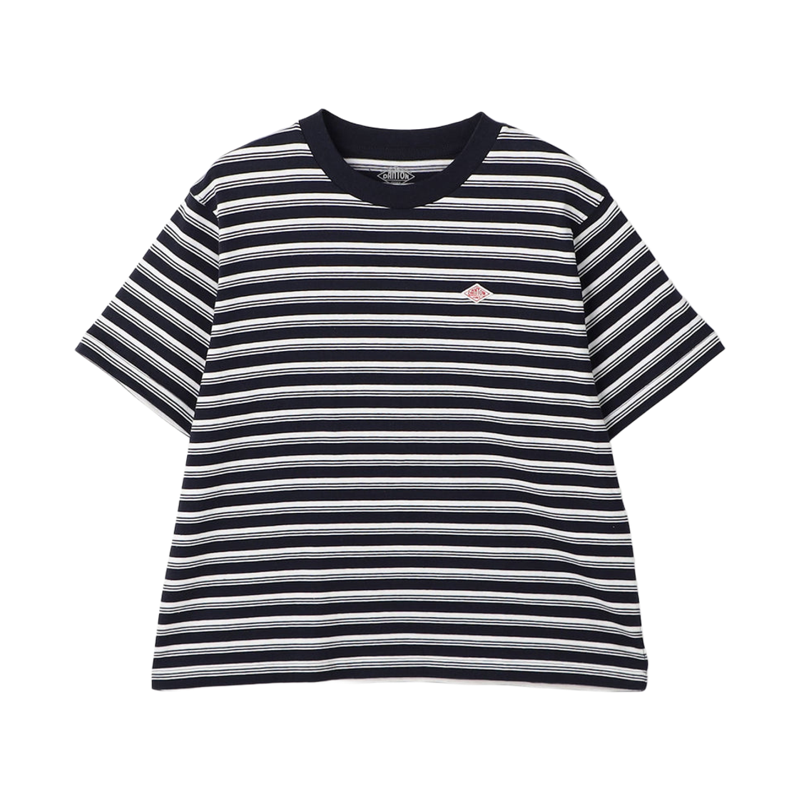 DT-C0404 (W) Danton Cotton Jersey Stripe Short T-Shirt Navy Off White