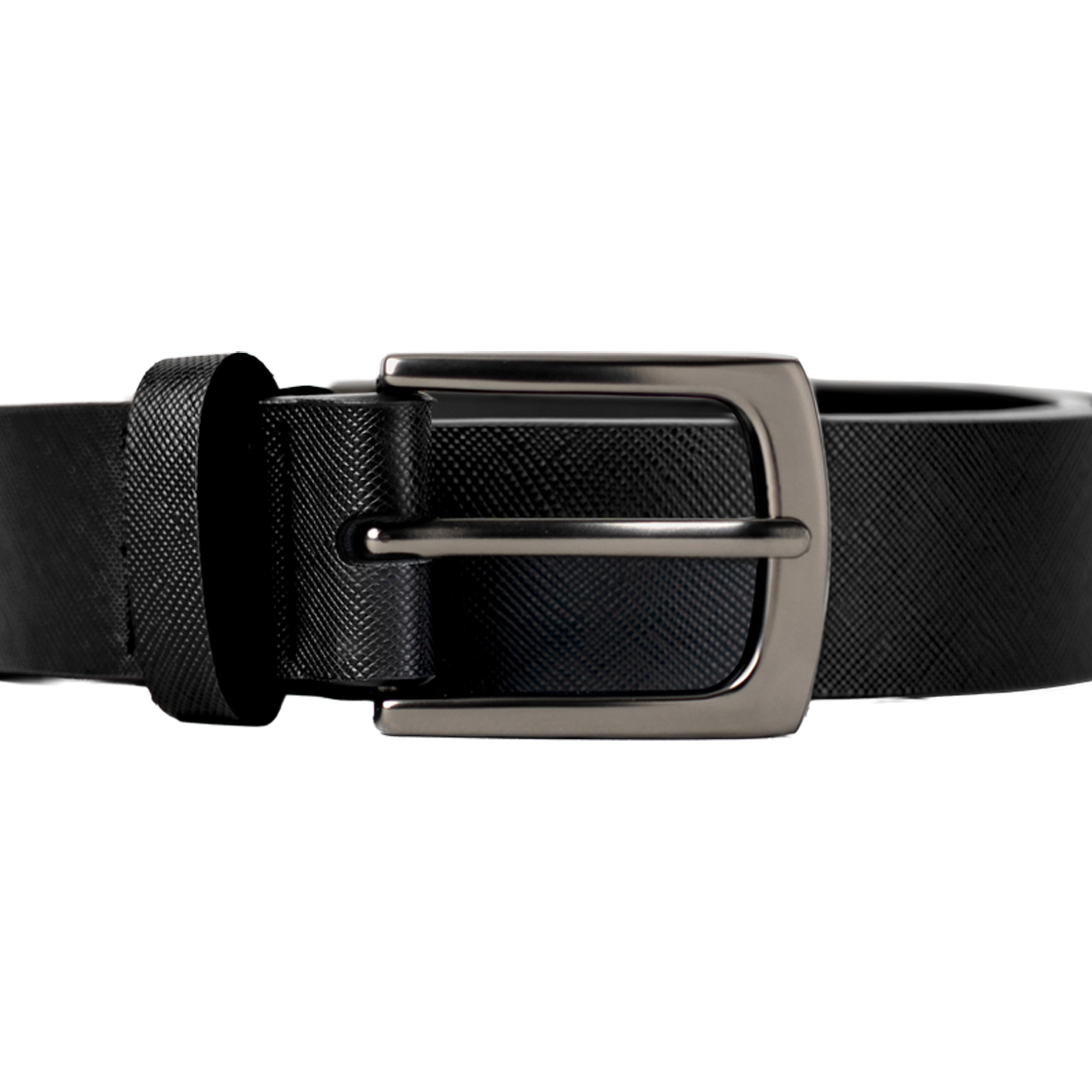 누아트스튜디오 모던 사피아노 스퀘어 레더 벨트 블랙 다크실버(NUARTSTUDIO Modern Saffiano Square Leather Belt Black Dark Silver) - 2