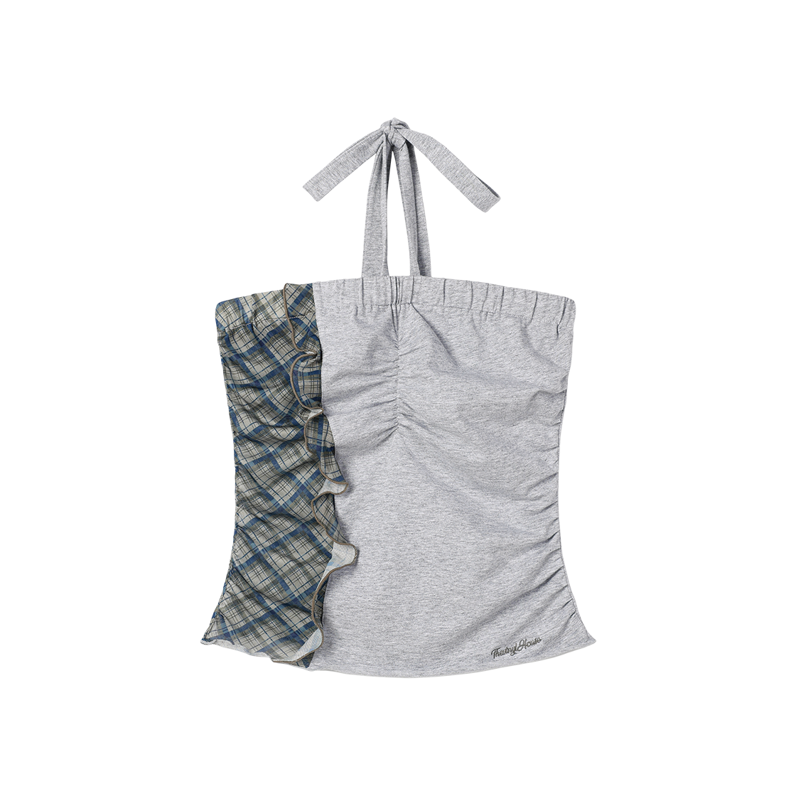 (W) 더바이닐하우스 믹스드 홀터넥 탑 그레이((W) Thevinylhouse Mixed Halterneck Top Grey)