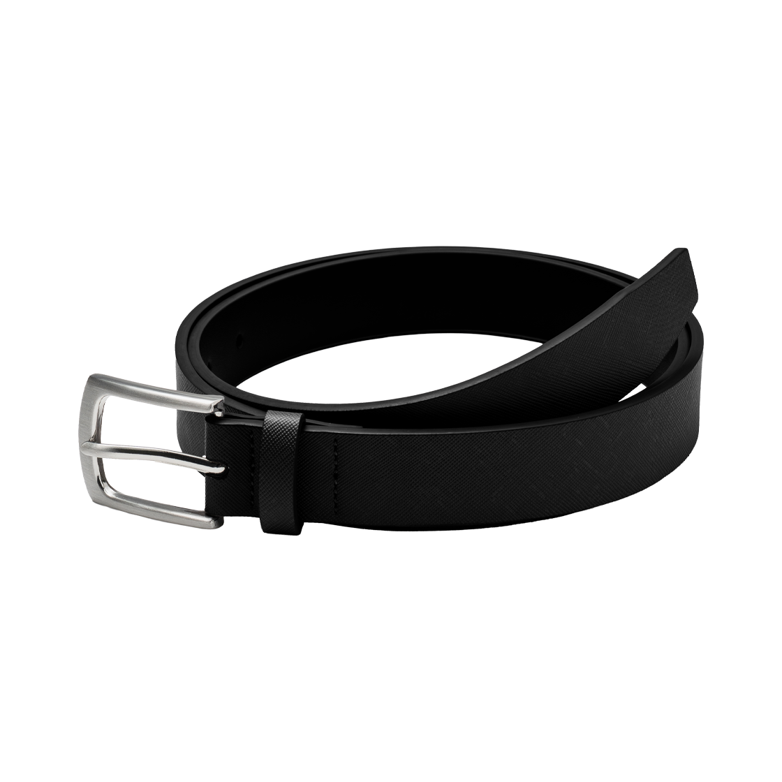누아트스튜디오 모던 사피아노 스퀘어 레더 벨트 블랙 스크래치 실버(NUART STUDIO Modern Saffiano Square Leather Belt Black Scratch Silver)