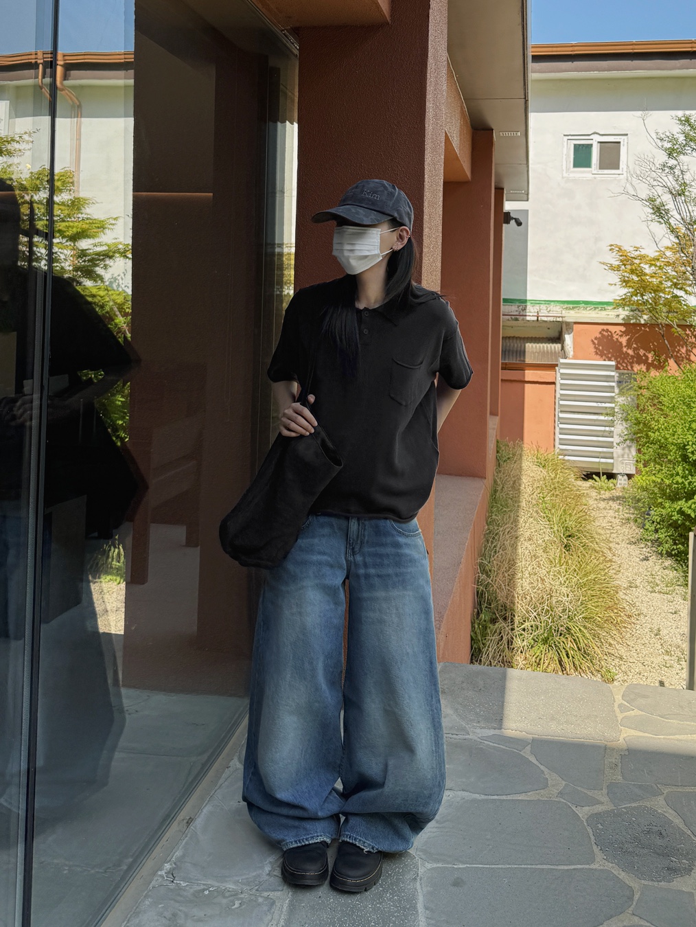 (W) Matin Kim Matin Camouflage Cap Charcoal, Dr. Martens Reeder Wyoming Leather Utility Shoes Black 착용 스타일 - 2