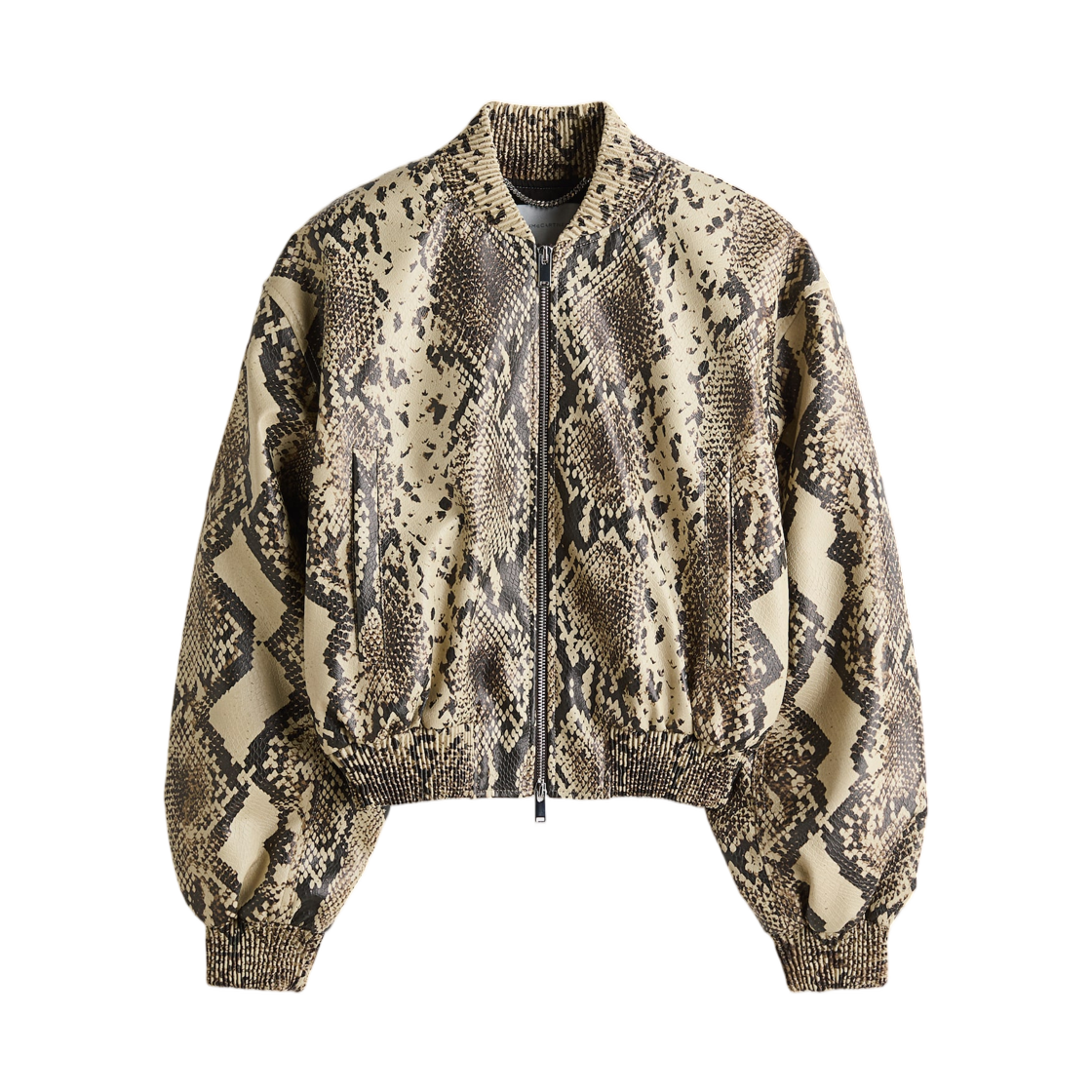 (W) 에이치앤엠 x 스텔라 맥카트니 스네이크 스킨 프린트 봄버 자켓 베이지((W) H&M x Stella McCartney Snakeskin Print Bomber Jacket Beige)