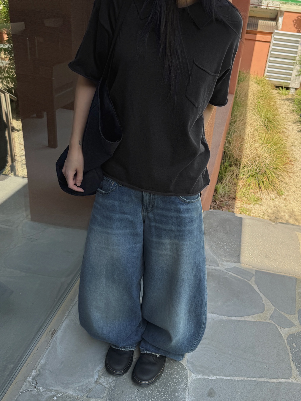 (W) Matin Kim Matin Camouflage Cap Charcoal, Dr. Martens Reeder Wyoming Leather Utility Shoes Black 착용 스타일 - 4
