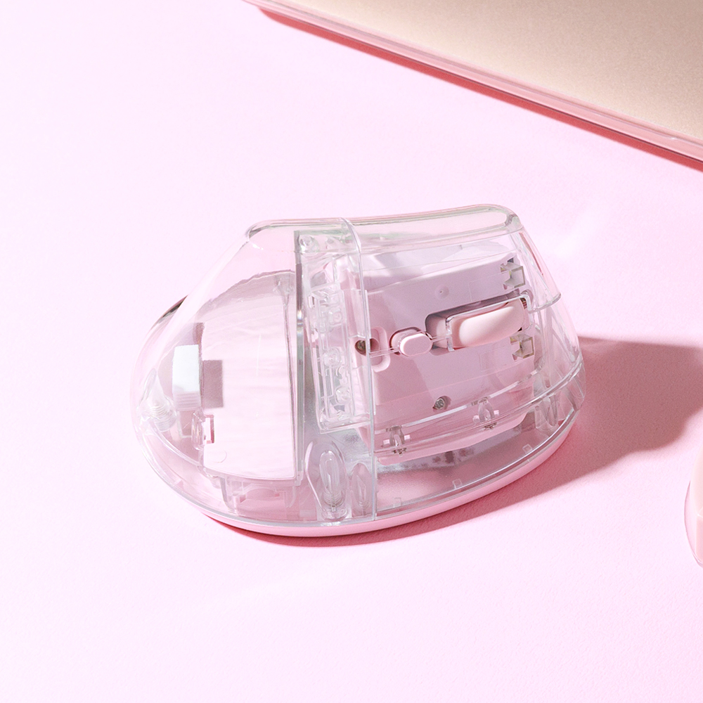 오브룸 버티컬 마우스 물방울 투명 무선 저소음 블루투스 인체공학 OV-WM01(OVROOM OV-WM01 Transparent Vertical Wireless Mouse: Silent & Ergonomic Dual Mode) - 4