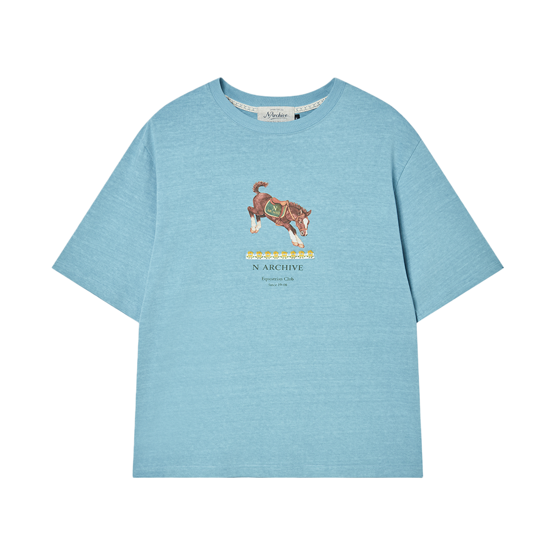 엔 아카이브 빈티지 테이프 디테일 워시드 반팔 티셔츠 스카이 블루(N ARCHIVE Vintage Tape Detail Washed T-Shirt Sky Blue)