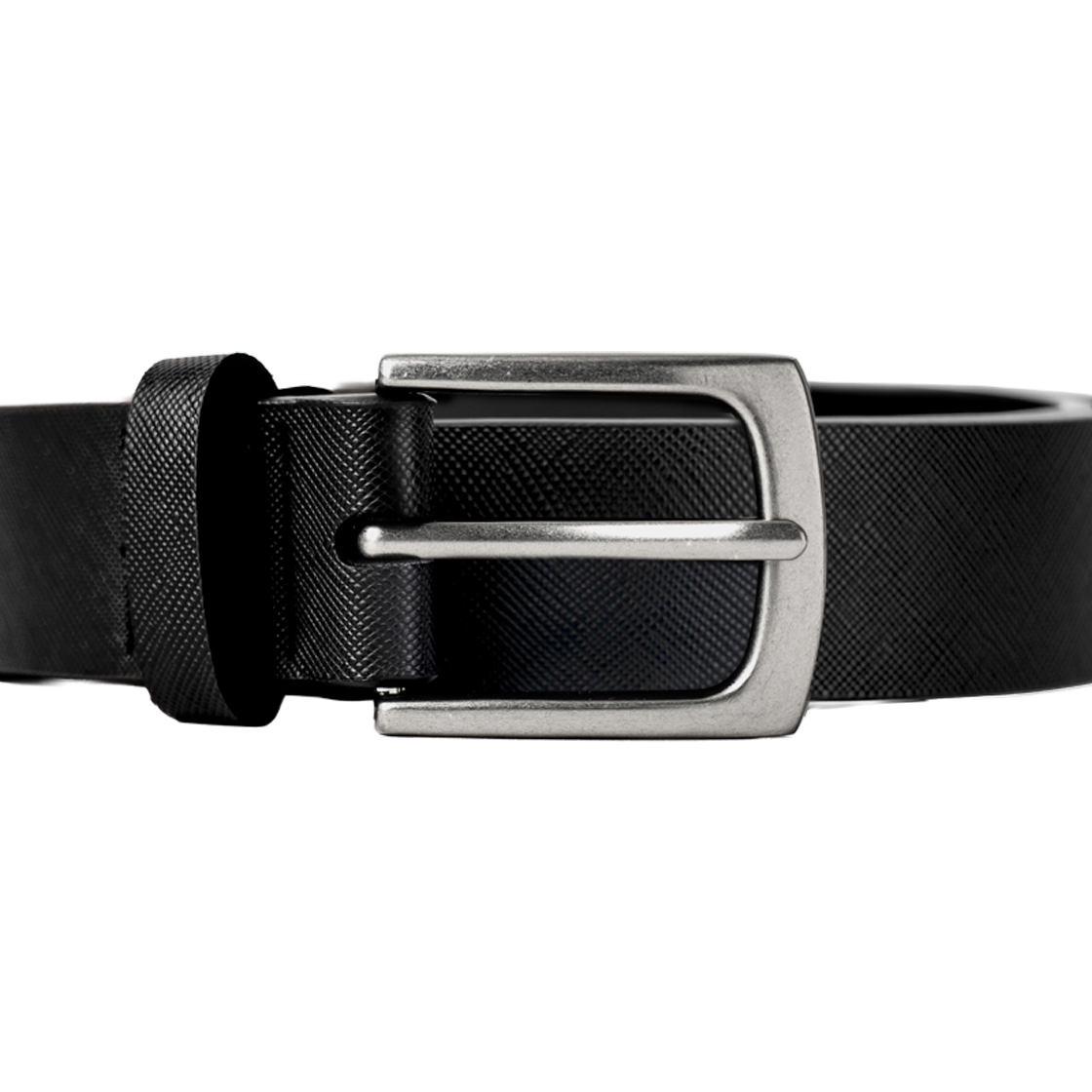 누아트스튜디오 모던 사피아노 스퀘어 레더 벨트 블랙 스크래치 실버(NUART STUDIO Modern Saffiano Square Leather Belt Black Scratch Silver) - 2