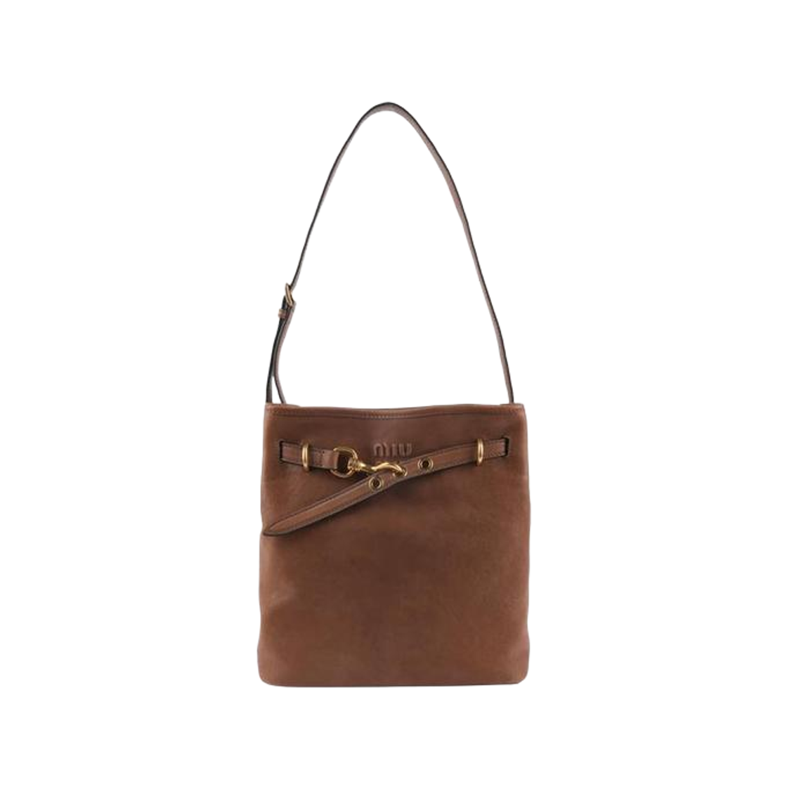 미우 미우 아방뛰르 나파 레더 버킷백 오크(Miu Miu Aventure Nappa Leather Bucket Bag Oak) - 1
