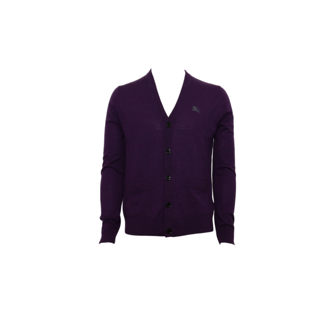 ITIG5IV79NB2 Burberry 3790630 Brit Line Purple Wool Blend Embroidered Logo Unisex Cardigan