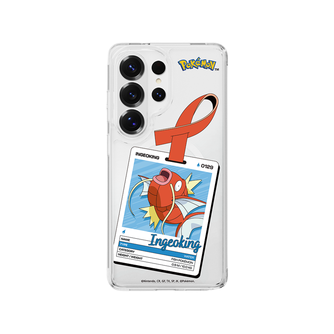 에스엘비에스 포켓몬 잉어킹 네임택 클리어 마그넷 케이스 for Galaxy S26 Series(SLBS Pokémon Magikarp Name tag Clear Magnet Case for Galaxy S26 Series)