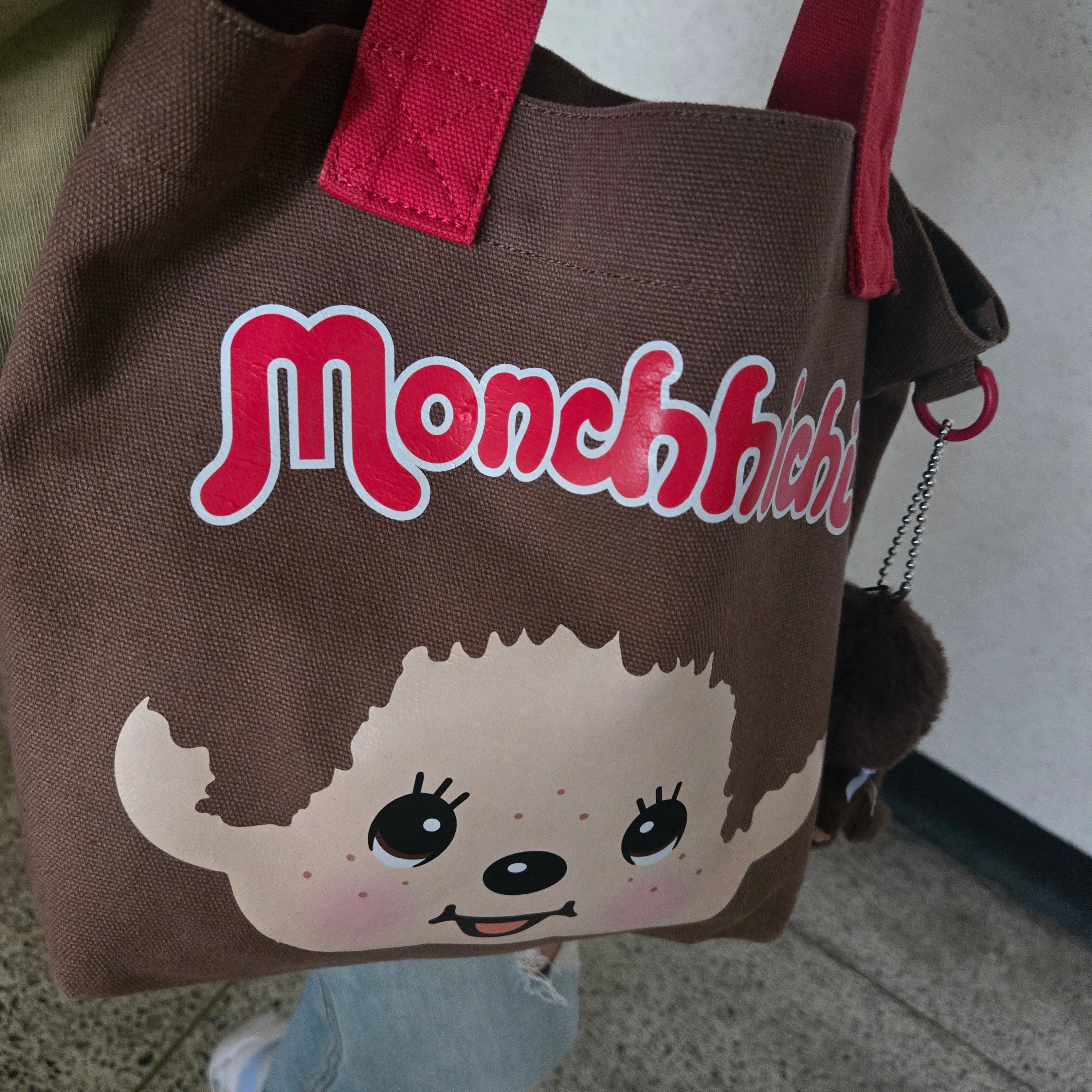 Monchhichi Bebichhichi Bighead Boy Key Chain Brown 착용 스타일