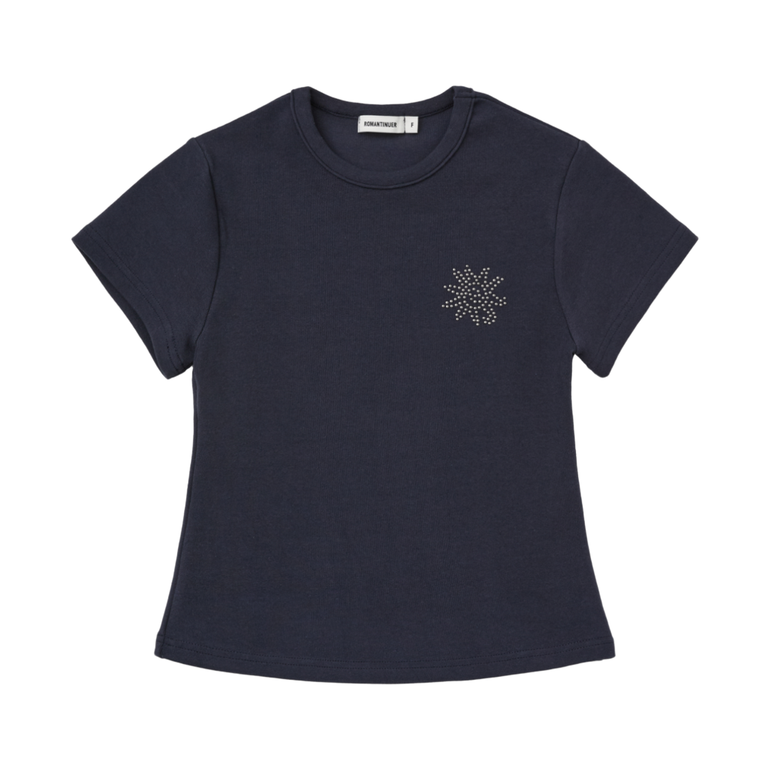 R26SHPSR002 ROMANTINUER Sunrise Slim-Fit Cropped Cotton T-Shirt Navy
