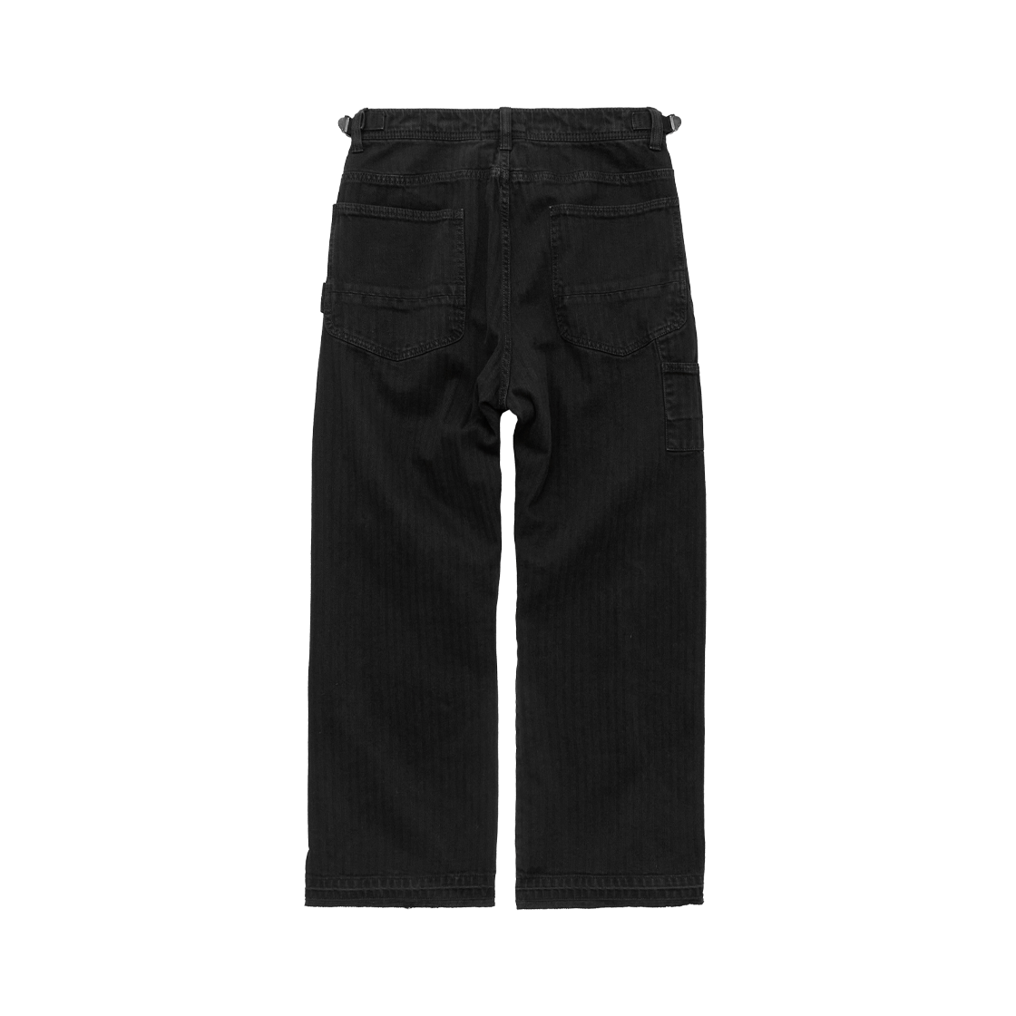 폴리테루 헤링본트윌 더블 니 팬츠 (로우 커프스) 워시드 블랙(Polyteru HBT Double Knee Pants (Raw Cuffs) Washed Black) - 2