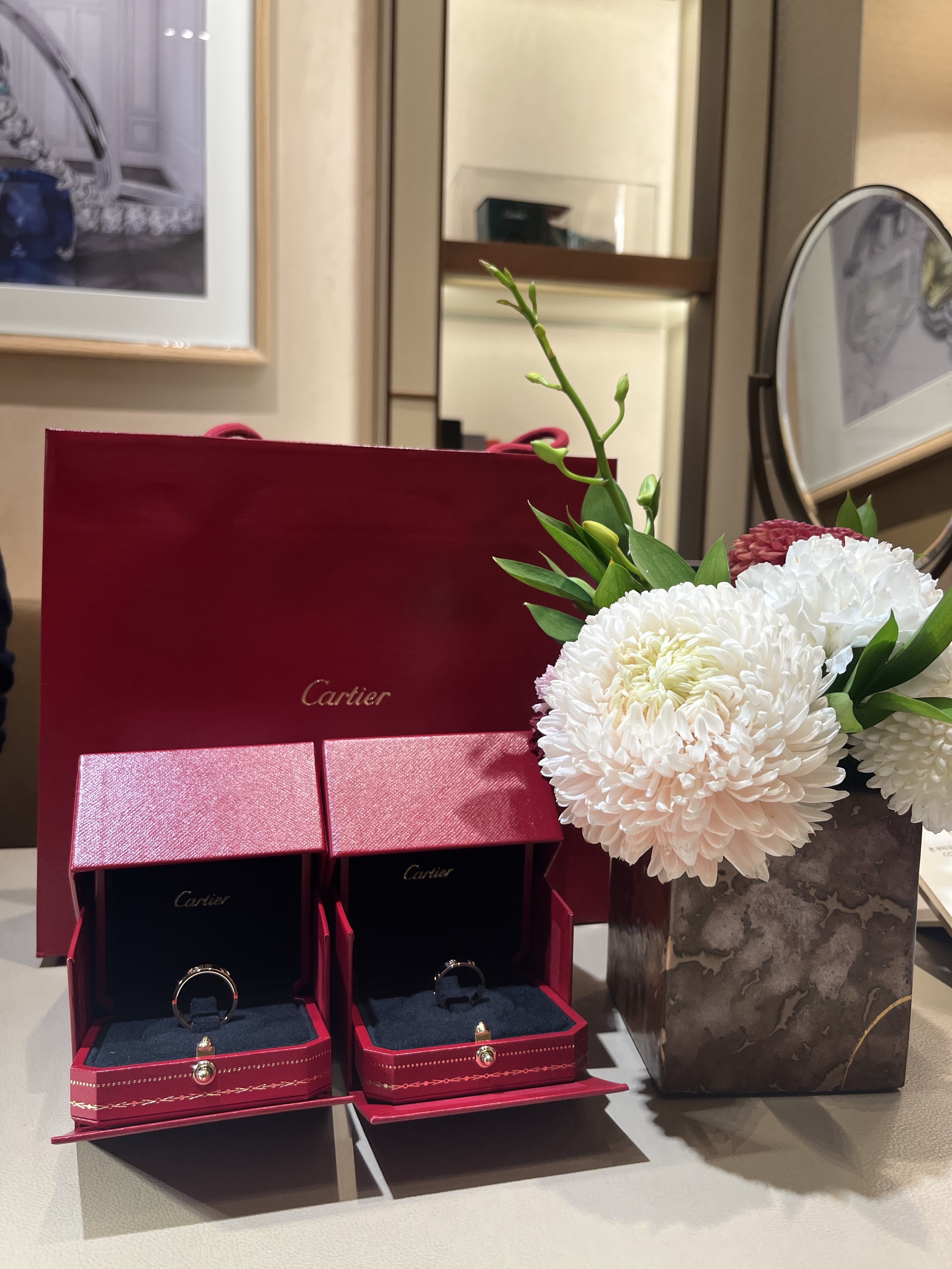 Cartier Love Wedding Band Rose Gold, Cartier Love Small Ring Pink Gold 착용 스타일 - 1