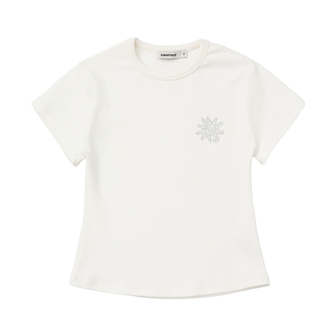 로맨티누어 선라이즈 슬림핏 크롭 코튼 티셔츠 화이트(ROMANTINUER Sunrise Slim-Fit Cropped Cotton T-Shirt White) - 1