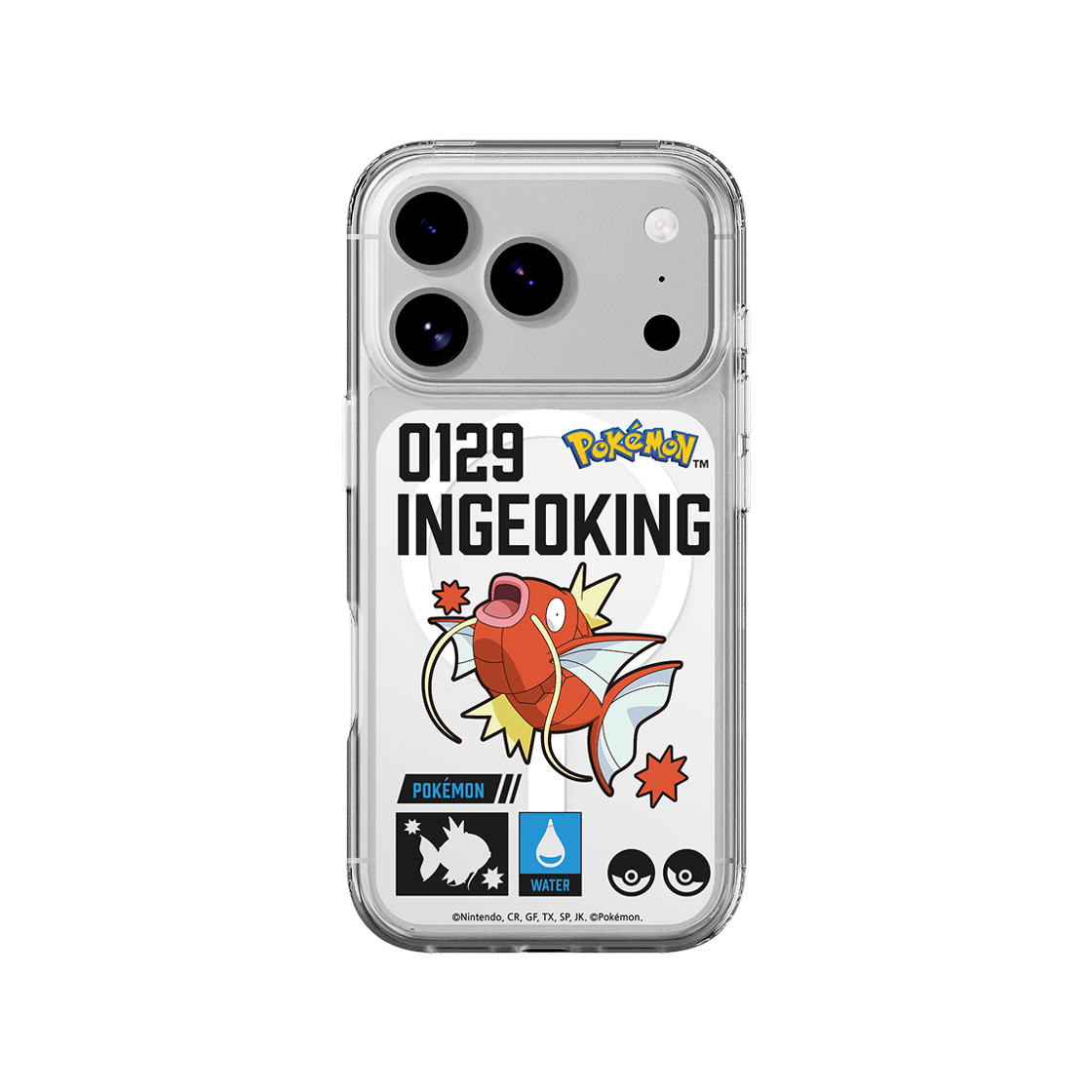 에스엘비에스 포켓몬 잉어킹 인덱스 클리어 마그넷 케이스 for iPhone17 Series(SLBS Pokémon Magikarp Index Clear Magnet Case for iPhone17 Series)