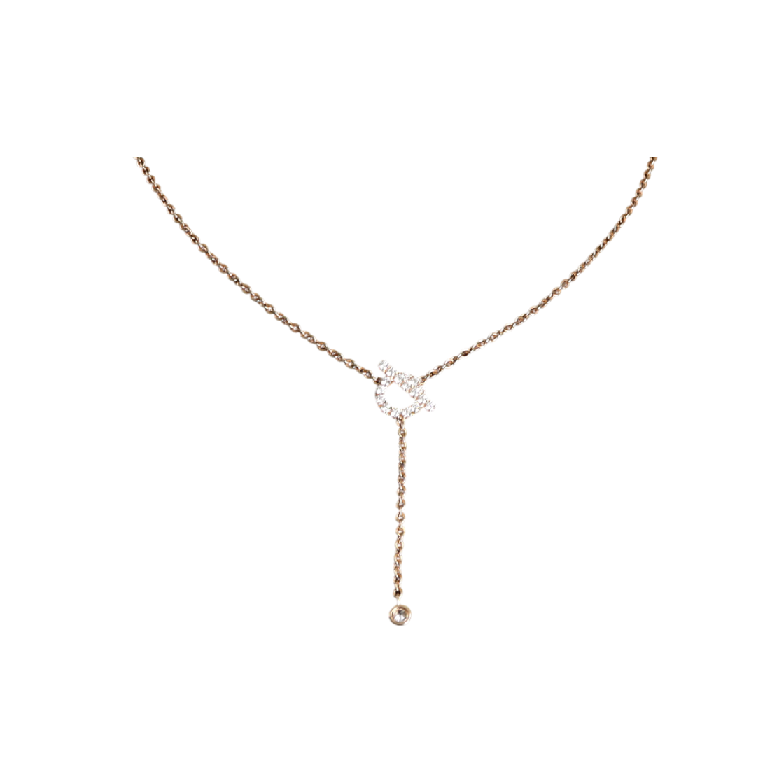 ITK57J568IQD Hermes H219208B 26th Season 18K Rose Gold 0.55CT 18P Diamond Finesse Lariat Necklace