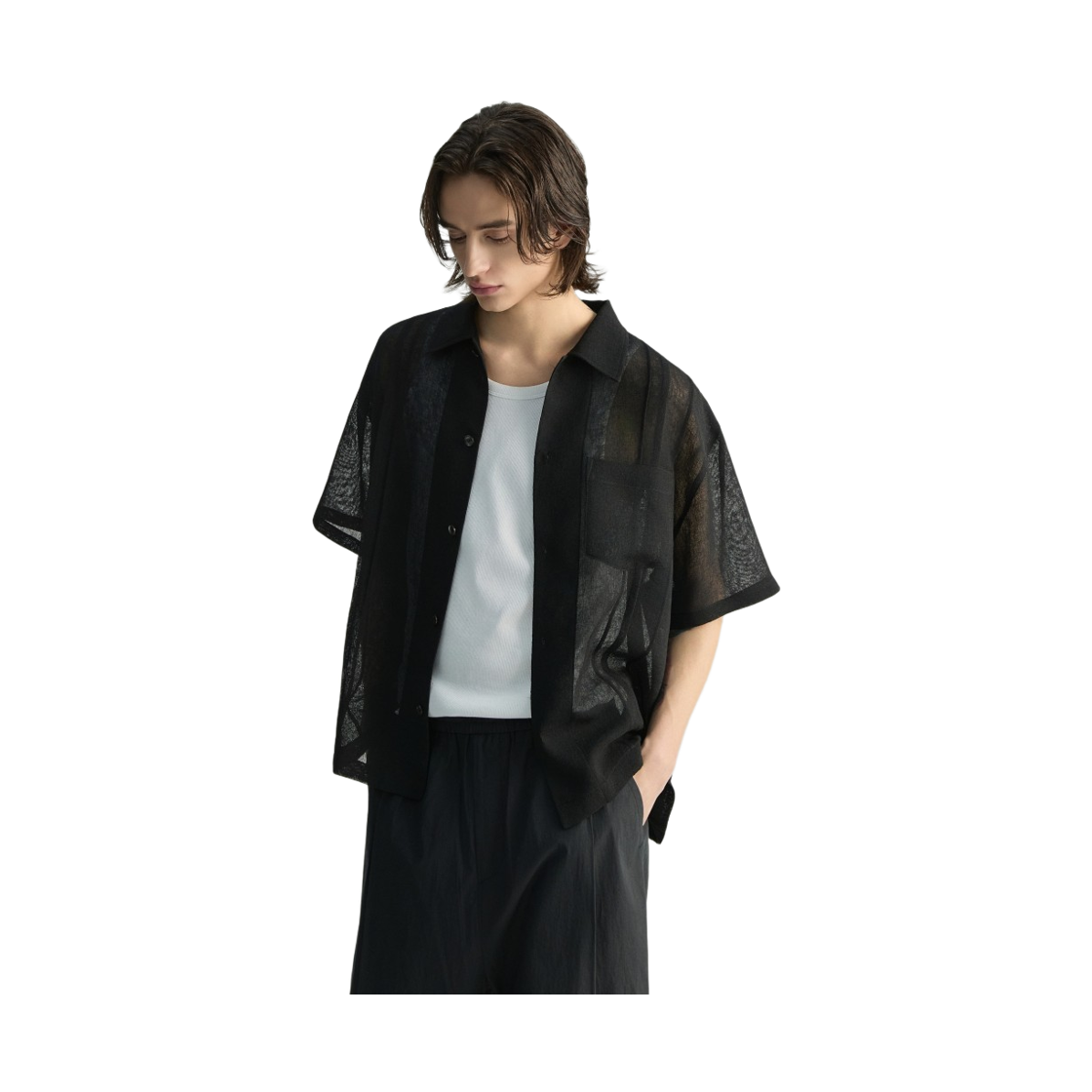 이로 거즈 오간자 레이어드 반팔 셔츠 블랙(Iro Gauze Organza Layered Short Sleeve Shirt Black) - 6