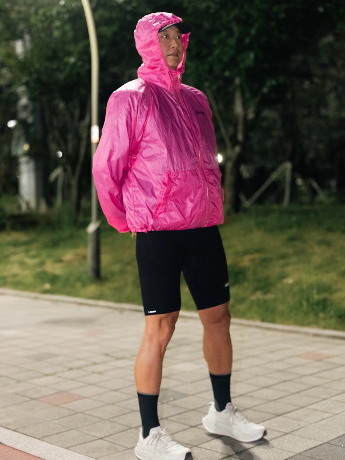 Satisfy Pertex 3L Fly Rain Jacket Black, Nike ACG Lava Loops Dri-Fit ADV Half Trail Running Tights Black Summit White - Asia 착용 스타일 - 3