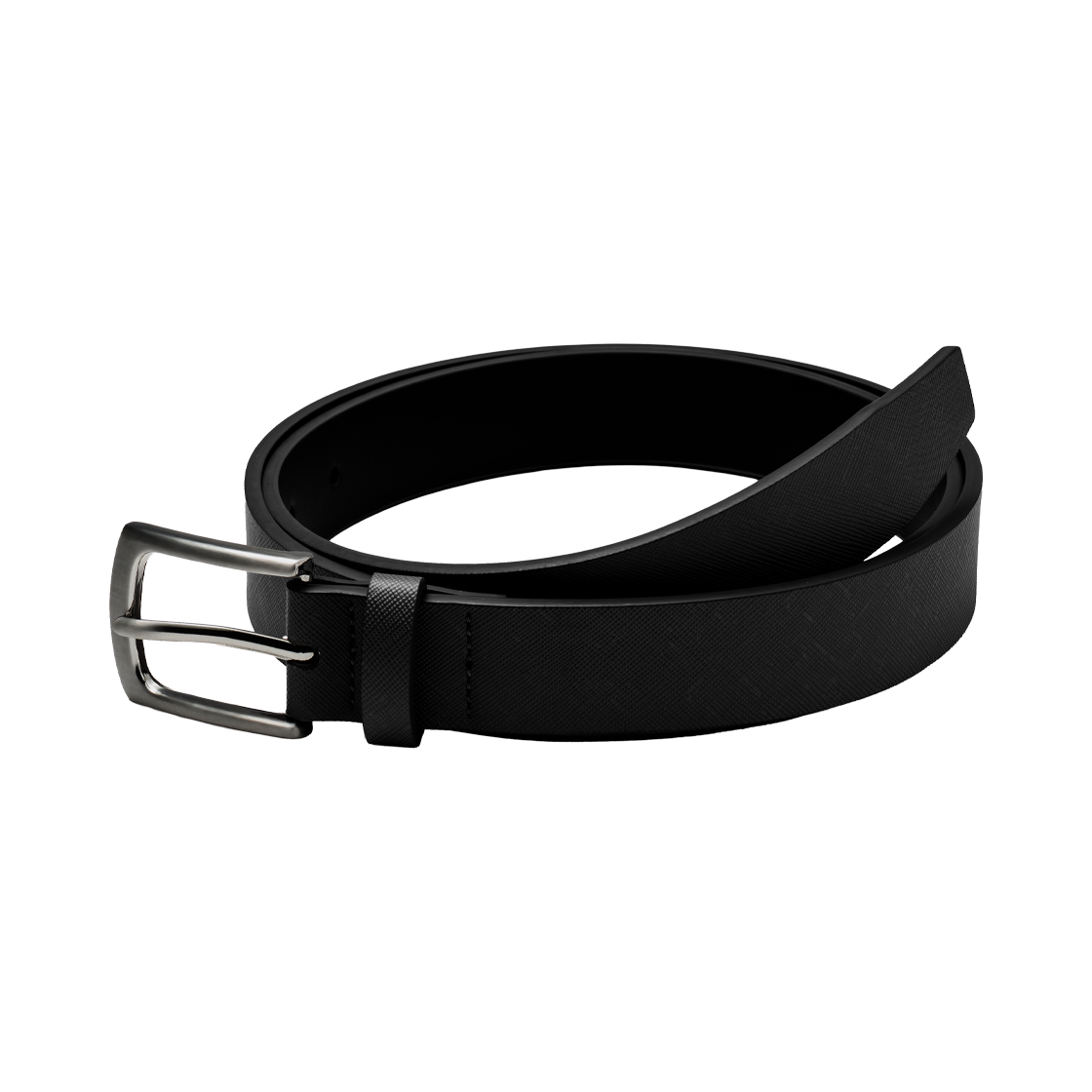 누아트스튜디오 모던 사피아노 스퀘어 레더 벨트 블랙 다크실버(NUARTSTUDIO Modern Saffiano Square Leather Belt Black Dark Silver)