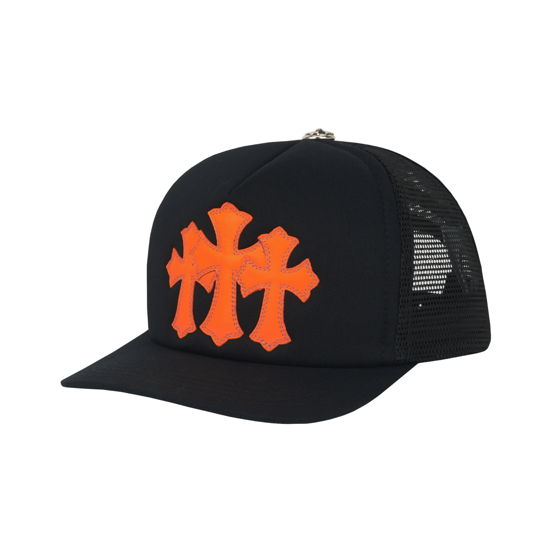 - Chrome Hearts Cemetery Trucker Hat Black Orange (Scroll Label Ver.)