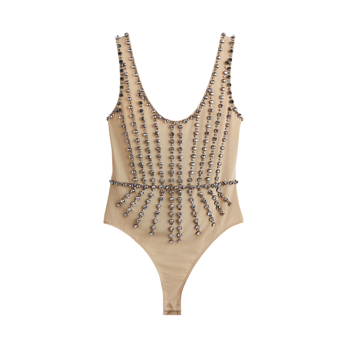 (W) 에이치앤엠 x 스텔라 맥카트니 크리스탈 디테일 메쉬 바디수트 베이지((W) H&M x Stella McCartney Crystal-Detail Mesh Bodysuit Beige) - 1