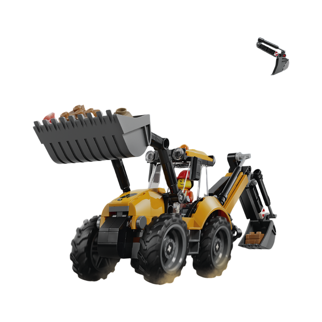 레고 노란색 굴착기 로더(Lego City Yellow Backhoe Loader) - 2