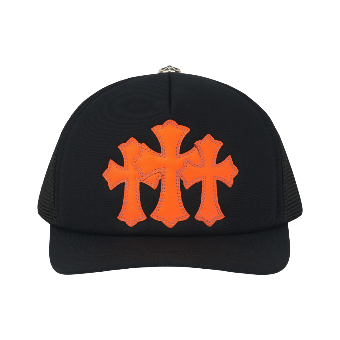 크롬하츠 세메터리 트러커 햇 블랙 오렌지 (스크롤 라벨 버전)(Chrome Hearts Cemetery Trucker Hat Black Orange (Scroll Label Ver.)) - 2