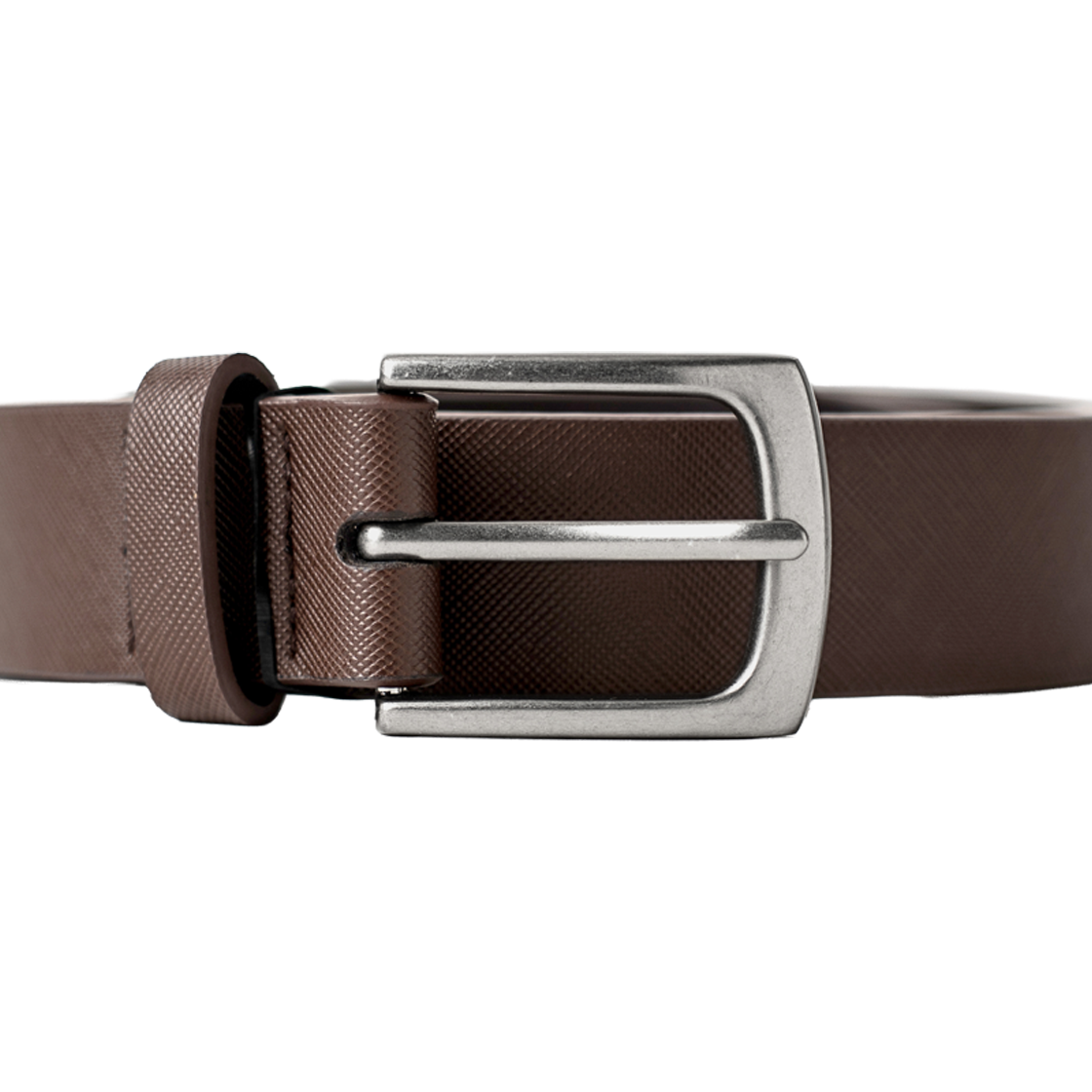 누아트스튜디오 모던 사피아노 스퀘어 레더 벨트 브라운 스크래치 실버(NUARTSTUDIO Modern Saffiano Square Leather Belt Brown Scratch Silver) - 2