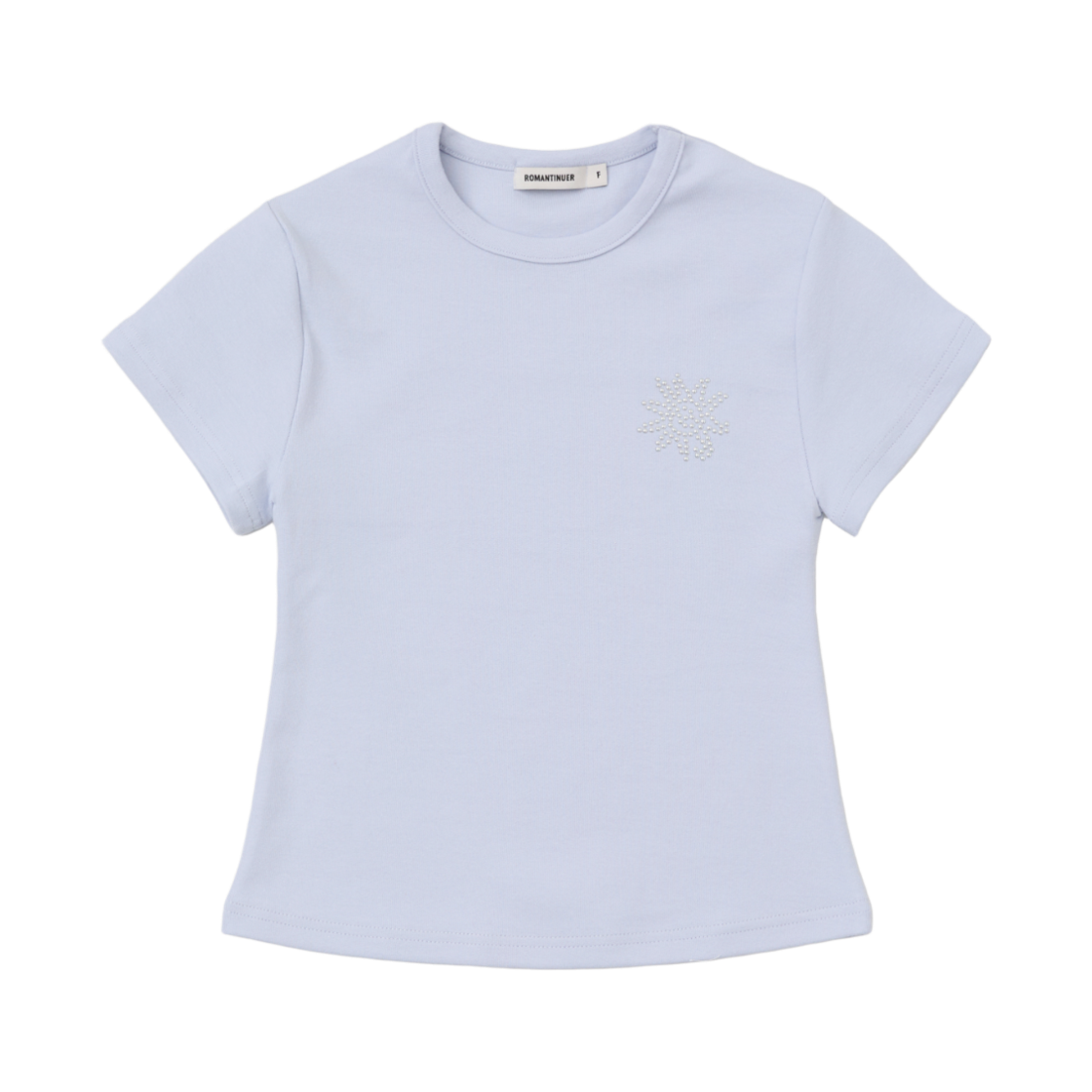 로맨티누어 선라이즈 슬림핏 크롭 코튼 티셔츠 블루 라벤더(ROMANTINUER Sunrise Slim-Fit Cropped Cotton T-Shirt Blue Lavender)