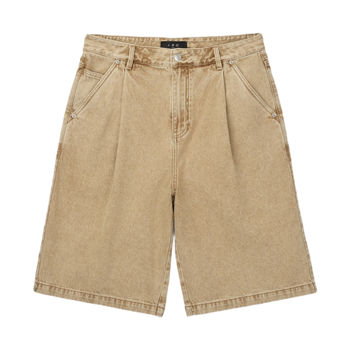 이로 이나타 피그먼트 워시드 원턱 숏 팬츠 카키(Iro Inatta Pigment-Washed One-Tuck Short Pants Khaki) - 1