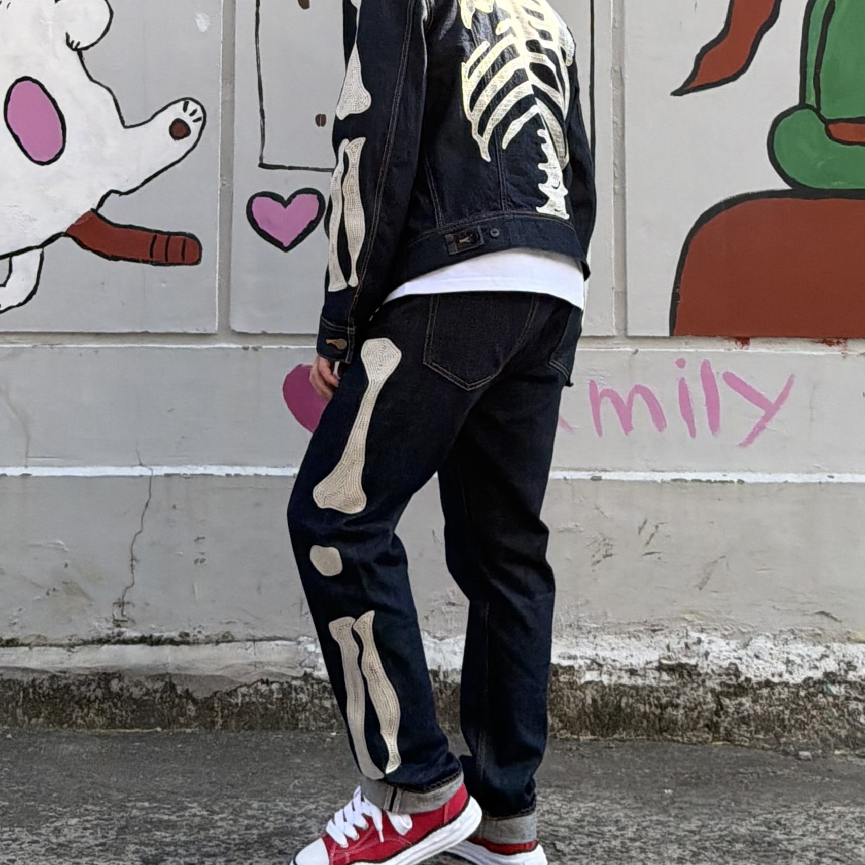 Kapital 12.5 oz. Denim Mexican Tuxedo 5P Okagilly Pants Indigo, Kapital 11.5 oz. Denim Mexican Tuxedo Westerner Bone Jacket Indigo 착용 스타일 - 1