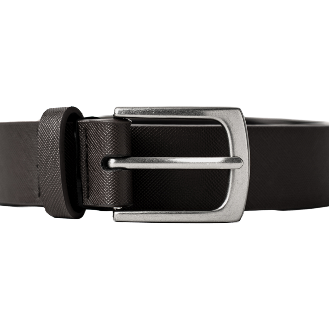 누아트스튜디오 모던 사피아노 스퀘어 레더 벨트 다크브라운 스크래치 실버(NUARTSTUDIO Modern Saffiano Square Leather Belt Dark Brown Scratch Silver) - 2