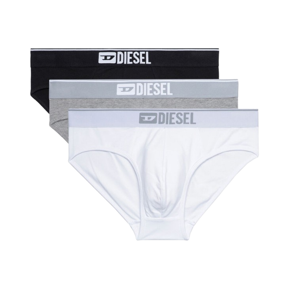 00SH050GDAC-E4878 Diesel Umbr Andre Briefs White Black (3 Pack)