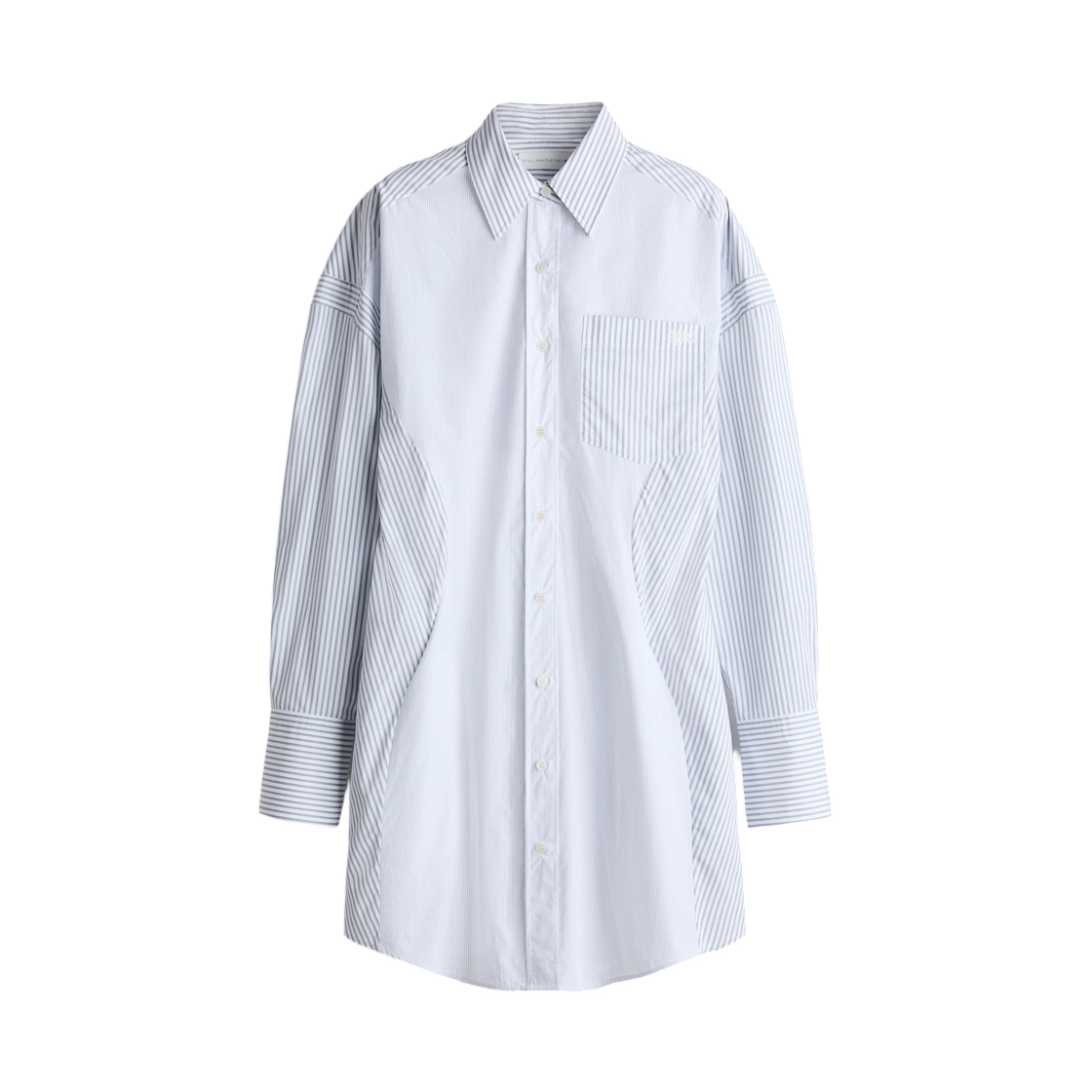 (W) 에이치앤엠 x 스텔라 맥카트니 코튼 포플린 셔츠 드레스 화이트 그레이 스트라이프((W) H&M x Stella McCartney Cotton Poplin Shirt Dress White Grey Stripe)