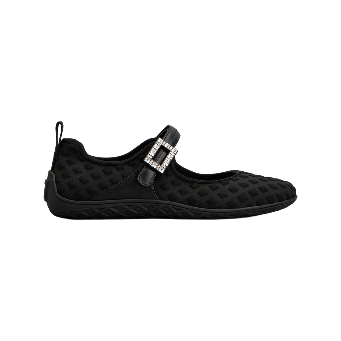 (W) 로저 비비에 패브릭 비브 로우 메리 제인 블랙((W) Roger Vivier Viv Low Mary Janes in Fabric Black)