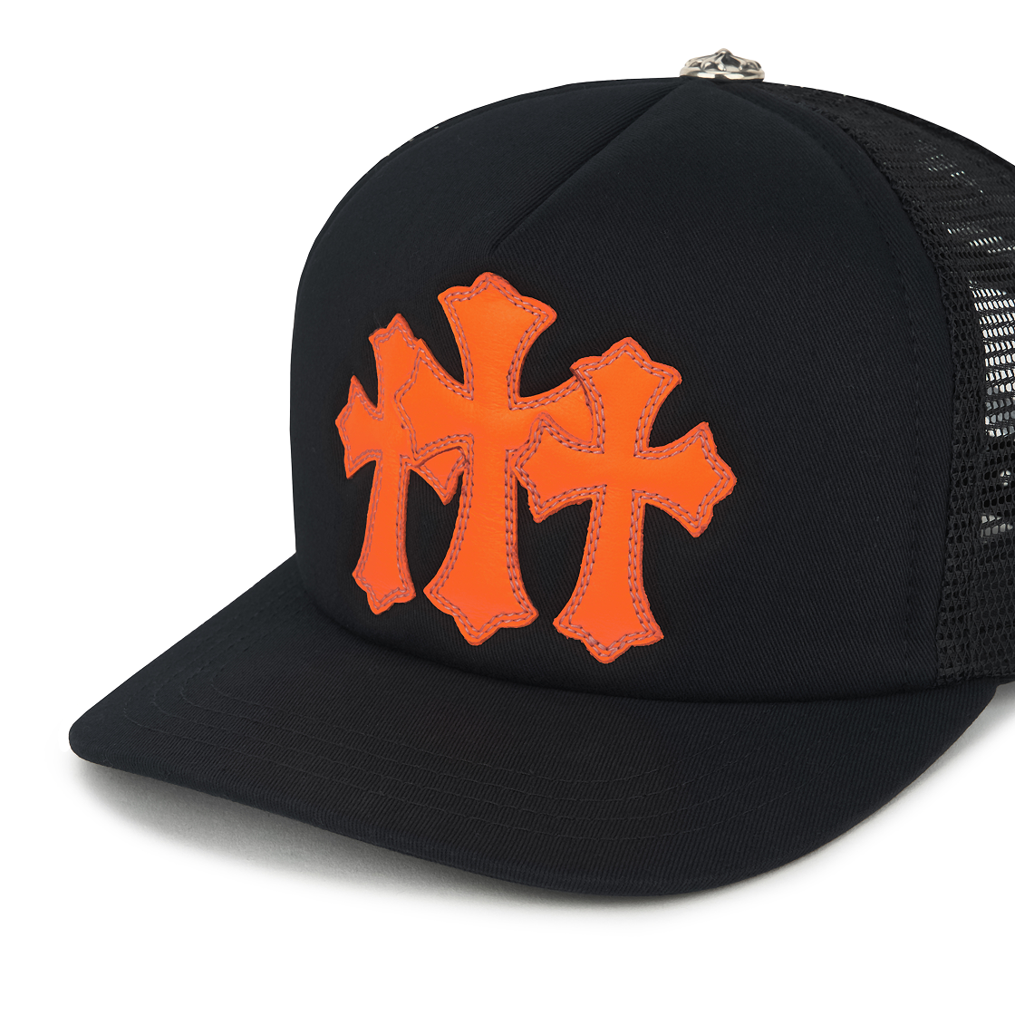 크롬하츠 세메터리 트러커 햇 블랙 오렌지 (스크롤 라벨 버전)(Chrome Hearts Cemetery Trucker Hat Black Orange (Scroll Label Ver.)) - 4