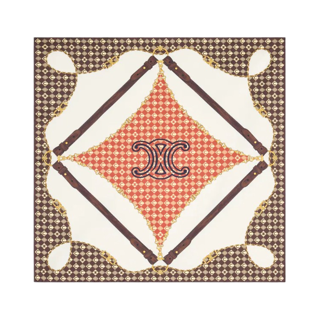 2AWB63L30-GAD9 (W) Celine Bandana in Silk Twill Cream Brown