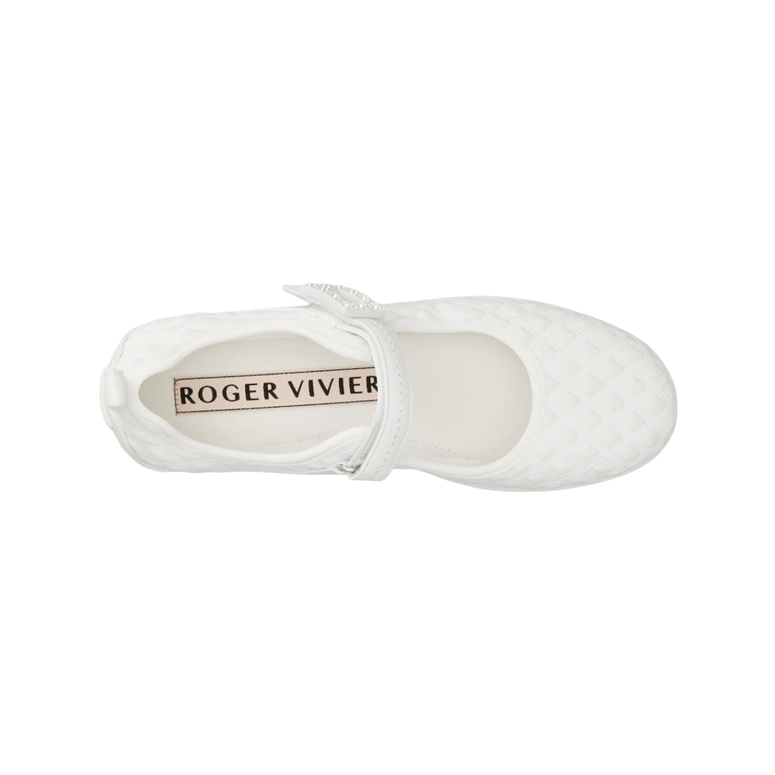 (W) 로저 비비에 패브릭 비브 로우 메리 제인 화이트((W) Roger Vivier Viv Low Mary Janes in Fabric White) - 2