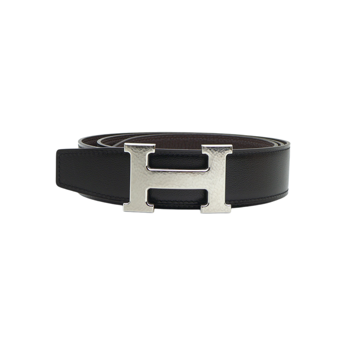 IT6E3SDPVC92 Hermes H Buckle Silver Loose Imperial Brown Calfskin Togo Reversible Belt